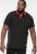 D555 CHESTER Pique Polo With Red Collar With Tipping Detail And Chest Embroidery Black - Polos - Polos homme grande taille