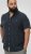 D555 Pontefract Jacquard Linen Mix Short Sleeve Shirt With Button Down Navy - Chemises - Chemises Grandes Tailles Hommes