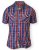 D555 ELIAS Short Sleeve Blue & Red Check Shirt - Chemises - Chemises Grandes Tailles Hommes