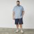 North Latitude 61116 Chemise Piqué Chinée Manches Courtes Bleu - Polos - Polos homme grande taille