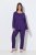 Ulla Popken 812441 Pyjama à manches longues en dentelle Bleu roi - Pyjamas/vêtements de détente - 