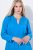 Ulla Popken 831004 Robe mi-longue à manches longues et col V Bleu roi - Robes midi - Robes mi-longues pour femmes rondes