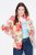 Ulla Popken 835230 Blazer fleuri en coton Rouge - Blazers - Vestes blazer pour femme, grandes tailles