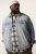 STHUGE 837222 Veste en jean à poches poitrine Bleu clair - Vestes - Vestes homme grandes tailles