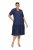 Ulla Popken 840367 Robe mi-longue à manches courtes et col V Bleu marine - Robes midi - Robes mi-longues pour femmes rondes