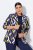 Ulla Popken 842680 Blazer imprimé en jersey punto di Roma Bleu marine - Blazers - Vestes blazer pour femme, grandes tailles