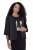 Ulla Popken 842712 Blazer court à nouer à manches volantées Noir - Blazers - Vestes blazer pour femme, grandes tailles