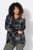Ulla Popken 842758 Veste polaire fleurie à capuche Noir - Vêtements en laine polaire - 