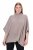 Ulla Popken 844996 Poncho côtelé en mérinos col roulé Marron clair - Ponchos & capes - 