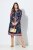 Ulla Popken 845649 Robe en mousseline fleurie Bleu marine - Robes midi - Robes mi-longues pour femmes rondes