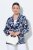 Ulla Popken 847586 Blazer en jacquard fleuri Bleu marine - Blazers - Vestes blazer pour femme, grandes tailles