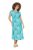 Ulla Popken 848696 Robe mi-longue imprimée à col V Turquoise - Robes midi - Robes mi-longues pour femmes rondes