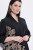 Ulla Popken 849423 Robe fleurie à manches 3/4 Noir - Robes maxi - Robes longues pour femmes rondes