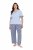 Ulla Popken 849850 Pyjama à carreaux Bleu clair - Pyjamas/vêtements de détente - 