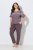 Ulla Popken 850403 Pyjama à fleurs Marron - Pyjamas/vêtements de détente - 