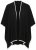 Ulla Popken 851127 Poncho ouvert en maille à bordure strass Noir - Ponchos & capes - 