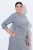 Ulla Popken 851666 Robe mi-longue rayée à manches 3/4 Gris chiné - Robes midi - Robes mi-longues pour femmes rondes