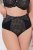 Ulla Popken 851700 Culottes à carreaux taille haute en dentelle Noir - Culottes - 