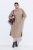 Ulla Popken 852288 Robe mi-longue à manches courtes et ceinture à nouer Marron clair - Robes midi - Robes mi-longues pour femmes rondes