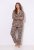 Ulla Popken 852649 Pyjama à motifs et col chemise Marron - Pyjamas/vêtements de détente - 