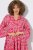 Ulla Popken 852841 Robe fleurie à volants Magenta - Robes midi - Robes mi-longues pour femmes rondes