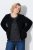 Ulla Popken 853685 Veste teddy courte à passepoils effet cuir Noir - Vestes - Vestes grande taille pour femme