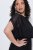 Ulla Popken 854031 Robe en mousseline à manches courtes Noir - Robes de soirée - Robes de soirée en grandes tailles