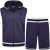 Kam Jeans TS005 Retro Tracky Set (Shorts/Sleeveless Hoodie) Navy - Survêtements - Survêtements homme grande taille