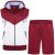 Kam Jeans TS006 Retro Pannelled Tracky Set (Shorts/Sleeveless Hoodie) Red - Survêtements - Survêtements homme grande taille