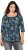 Ulla Popken Graphic Print Square Neck Tee Black - T-shirts imprimés pour femme - 