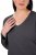 Ulla Popken Back To Basics V-Neck Relaxed Fit Cotton Tee Charcoal Grey Melange - T-shirts - T-shirts au féminin, grandes tailles