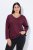 Ulla Popken Back To Basics V-Neck Relaxed Fit Cotton Tee Dark Berry - T-shirts - T-shirts au féminin, grandes tailles
