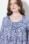 Ulla Popken Allover Printed Pleated Long Sleeve Tee Dark Blue - T-shirts imprimés pour femme - Tee-shirts à motifs pour femme