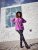 Ulla Popken Pleated Confetti Print Long Sleeve Tee Light Plum - T-shirts imprimés pour femme - 