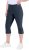 Ulla Popken Bengaline Elastic Waist Stretch Capri Pants Navy Blue - Jeans & Pantalons Femme Grandes Tailles – Plus Size - 
