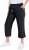 Ulla Popken Cool Linen Elastic Waist Capri Pants Black - Jeans & Pantalons Femme Grandes Tailles – Plus Size - 