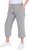 Ulla Popken Cool Linen Elastic Waist Capri Pants Light Grey Melange - Jeans & Pantalons Femme Grandes Tailles – Plus Size - 