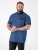 D555 Murray Printed Jacquard Collar & Cuff Short Sleeve Polo Blue - Polos - Polos homme grande taille