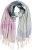 Ulla Popken Cozy Lettering Fringed Scarf Pink and Blue - Accessoires - 