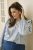 Kaffe Curve Lenia Flounce Shirt Powder Blue Stripe - Chemisiers - 