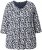 Ulla Popken Floral 3/4 Sleeve V-Neck A-Line Tee Navy - T-shirts - 