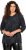 Ulla Popken Animal Print 3/4 Sleeve V-Neck Tee Black - T-shirts - 