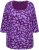 Ulla Popken Scribble Print Square Neck 3/4 Sleeve Tee Violet - T-shirts imprimés pour femme - 