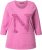 Ulla Popken Textured Lettering 3/4 Sleeve Tee Pink - T-shirts imprimés pour femme - 