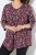 Ulla Popken Ribbon Print 3/4 Sleeve Asymmetric Tee Plum - T-shirts imprimés pour femme - Tee-shirts à motifs pour femme