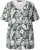 Ulla Popken Feather Print Short Sleeve V-Neck Tee Olive Grey - T-shirts imprimés pour femme - 