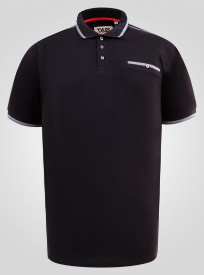 D555 Potts Jersey Polo With Jacquard Collar & Cuffs Noir - Polos - Polos homme grande taille