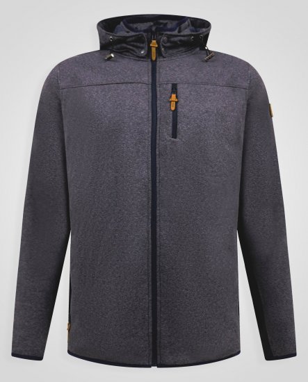 D555 Conrad Detachable Hood Bonded Fleece Zip Through Hoody TALL Bleu marine - TALL sweatshirts - Sweatshirts TALL pour hommes grands