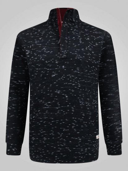 D555 Chandler Reno 1/4 Zip Neck Sweatshirt With Bear Logo Noir - Sweatshirts & hoodies - Sweatshirts/Hoodies grande taille homme