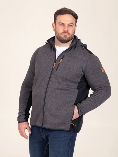 D555 Conrad Detachable Hood Bonded Fleece Zip Through Hoody Bleu marine - Sweatshirts & hoodies - Sweatshirts/Hoodies grande taille homme